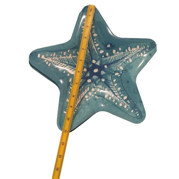 Three Star Fish Plate Dish Blue White Swirl Design Indoor Outdoor Collection - Picture 4 of 4